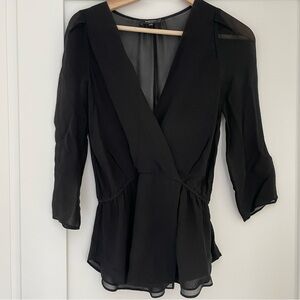 Aritzia Babaton Black Silk Top